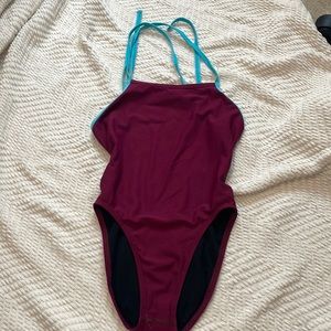 Jolyn Onesie Contrast Cabernet and Hawaii Blue